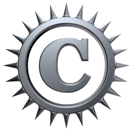 copyright symbol with spikes on white background - 3d renderingの写真素材
