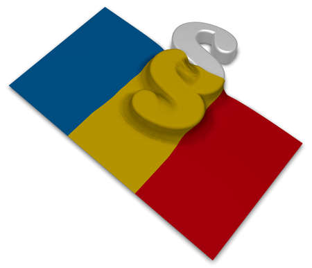 paragraph symbol and flag of romania - 3d renderingの写真素材
