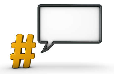 hashtag symbol and blank speech bubble - 3d renderingの写真素材