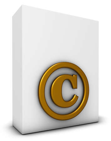 white box and copyright symbol - 3d renderingの写真素材