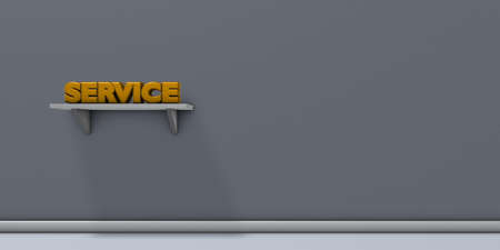 the word service on shelf - 3d renderingの写真素材