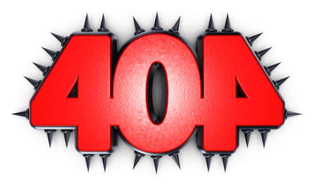 number 404 with spikes on white background - 3d rendering