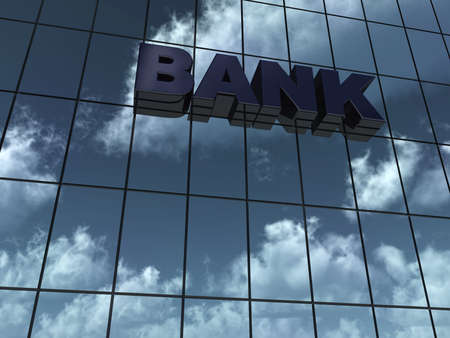 the word bank on glass background - 3d rendering
