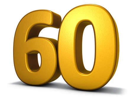 number sixty on white background - 3d renderingの写真素材