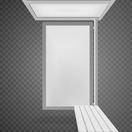 Public transport bus stop shelter billboard for advertisers and your design. Vector object. Isolated on transparent background.のイラスト素材