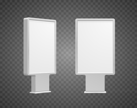 Set of Outdoor white lightbox citylight advertising stand, isolated on transparent background. POS POI. Multimedia stand template. Vector illustration.のイラスト素材