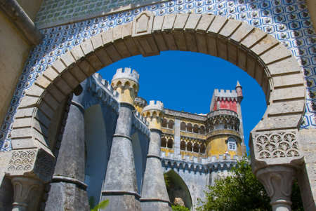 The arch of Pena Palace in Sintra  Portugalのeditorial素材