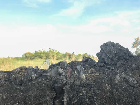 broken glass on the top of cement wall , barricade concept