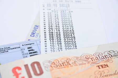 Digital tachograph  printed day shiftの写真素材