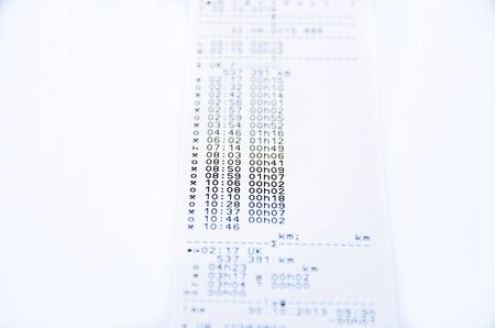 Digital tachograph rolls printed day shift
