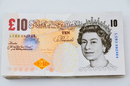 British pounds on white backgroundの写真素材