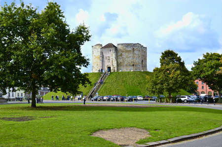 Cliffords Tower in York - north east  England, one of the famous tourist attractions.  It is the largest remaining part of York Castleのeditorial素材