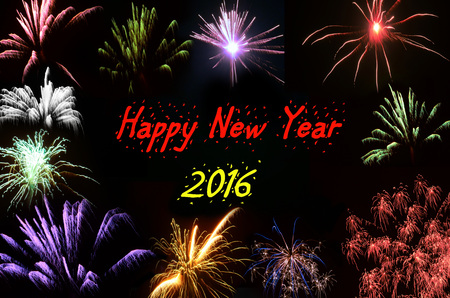 Fireworks frame on a black background with text