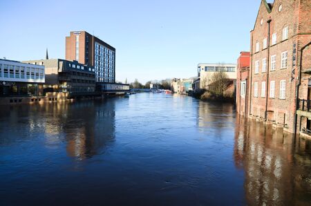 Flooded York by river Ouse in Yorkshire UK at december 2015のeditorial素材