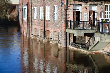 Flooded York by river Ouse in Yorkshire UK at december 2015のeditorial素材
