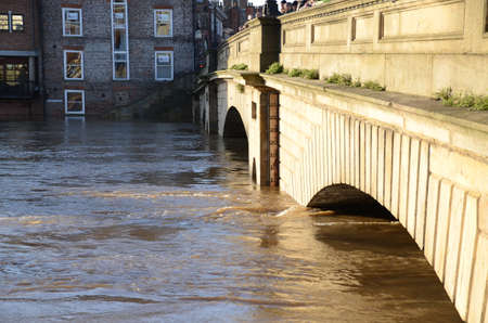 Flooded York by river Ouse in Yorkshire UK at december 2015のeditorial素材