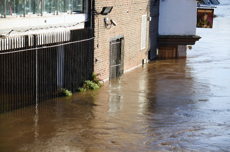 Flooded York by river Ouse in Yorkshire UK at december 2015のeditorial素材