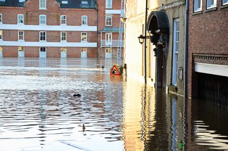 Flooded York by river Ouse in Yorkshire UK at december 2015のeditorial素材