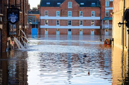 Flooded York by river Ouse in Yorkshire UK at december 2015のeditorial素材