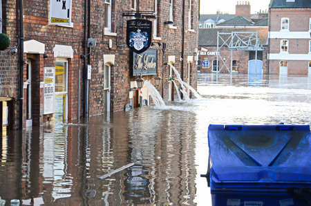 Flooded York by river Ouse in Yorkshire UK at december 2015のeditorial素材