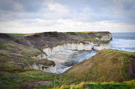 Coastal view of Flamborough, white rocksの写真素材