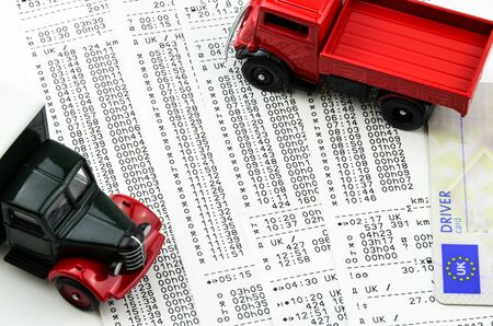 Digital tachograph printed day shift with  lorry.の写真素材