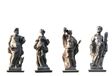 Four Gods on white background from XVIII century, Jove, Juno, Medusa, Herculesの写真素材