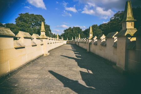 Outside ruins of Bolsover Castle in England, Derbyshire, was built in the early 17th century, used photo effect.のeditorial素材