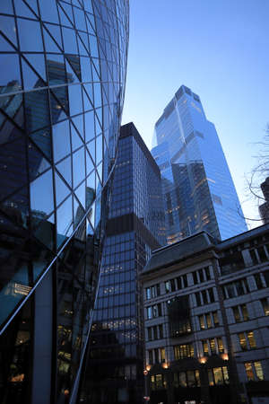 Modern skyscrapers in the financial district of Frankfurt am Main, Germanyの写真素材