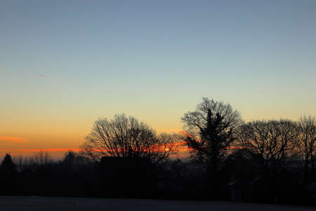 Sunrise on a winter morning in a parkの写真素材