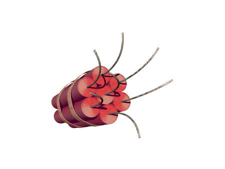 interconnected red dynamite sticks with fuse