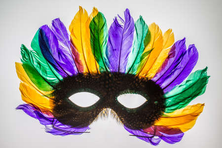 Carnival mask with colorful feathersの写真素材