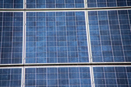 Solar cells for photovoltaics on roofの写真素材