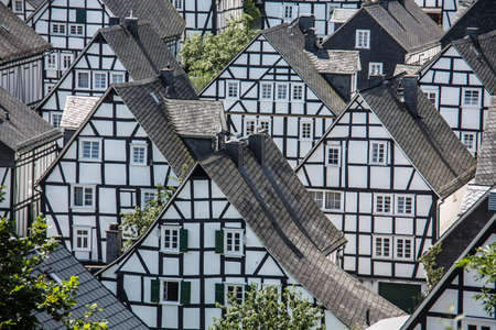Half-timbered houses in the old town of Freudenbergの写真素材