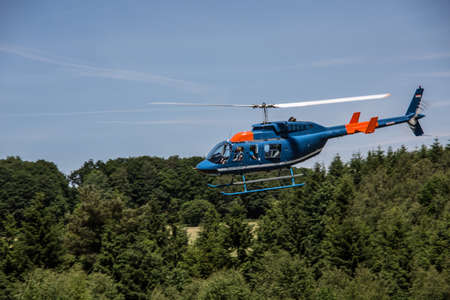 Sports airfield with runway and Helicopter on lawn in Wenden