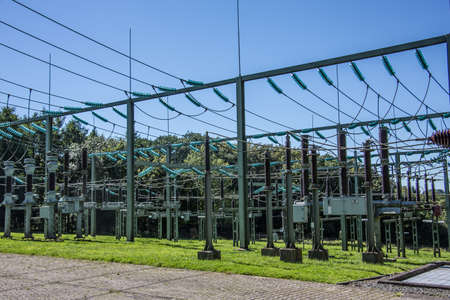 Substation for electricity with linesの写真素材