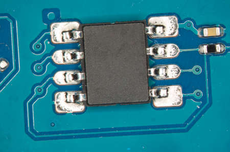 electronic circuits in blue and green