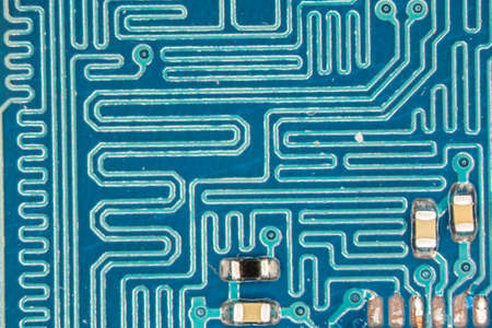 electronic circuits in blue and green