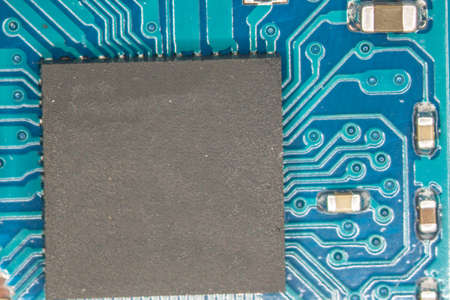 electronic circuits in blue and green