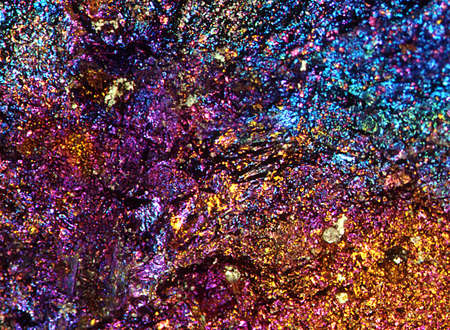 Minerals with heavy metal gravel in close-up