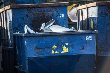 blue steel container for waste