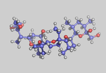 Monensin molecular model with atomsの写真素材