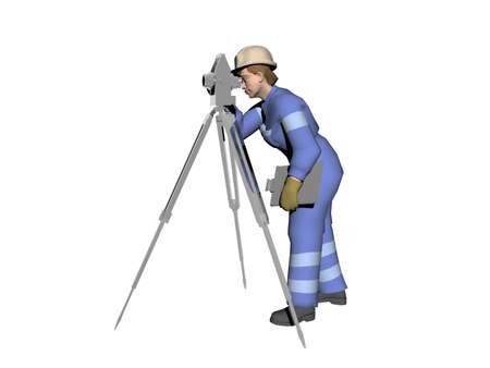Construction worker with overalls and yellow hard hatの写真素材