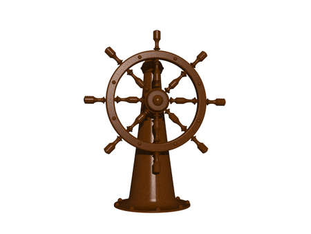 nautical steering wheel on a shipの写真素材