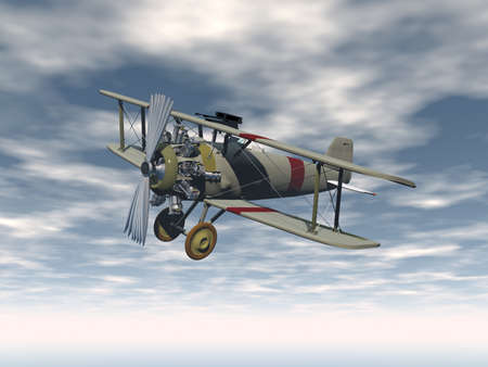 historic biplane in the sky