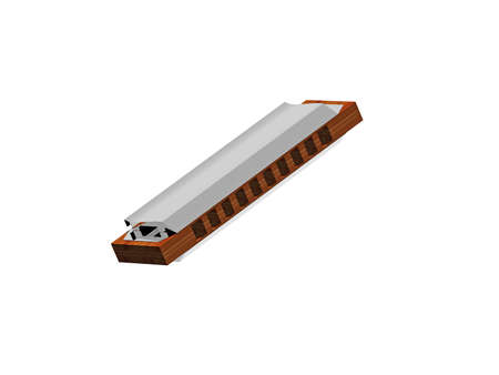 Harmonica with metal fittings for playing musicの写真素材