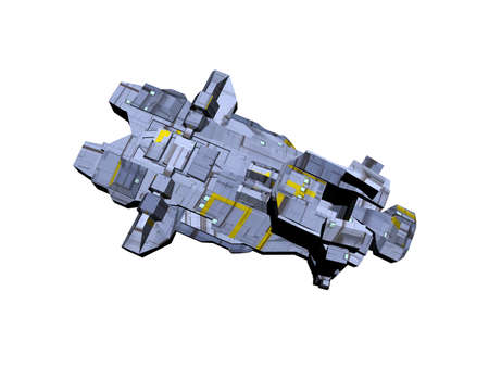 futuristic spaceship hovers in space