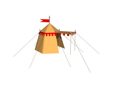 yellow red nomad tent in the desertの写真素材