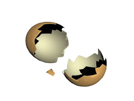 broken eggshell on the floorの写真素材