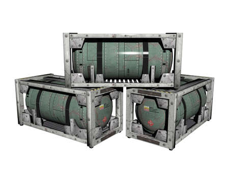 Pressure tanks for gases in a steel frame for transport